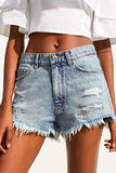 Light Blue Pocket Casual Denim Shorts