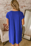 V Neck Cuffed T-shirt Dress