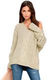 Cable Knit V Neck Sweater