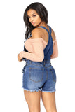 Raw Hem Ripped Denim Short Overall