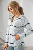 Tie-dye Stripe Button Drawstring Hoodie