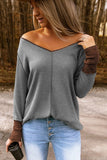 Off Shoulder Ribbed Long Sleeve Top