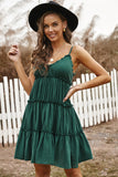 Spaghetti Straps Ruched Ruffled Mini Dress
