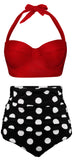 Push Up Polka Dots Print Plus Size High Waist Bikini