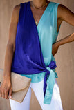and Rose Colorblock Drape Tie Tank Top