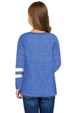 Crewneck Striped Color Block Girl's Long Sleeve Top