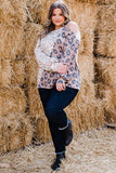 Plus Size Leopard Color Block Asymmetrical Cold Shoulder Top