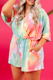 Multicolor Tie Dye Plus Size Romper