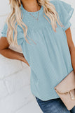 Tiered Sleeve Frilled Neck Dotted Top
