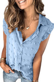 Turn-down Collar Ruffle Polka Dot Tank