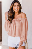 Subtle Jacquard Long Sleeve Off Shoulder Blouse