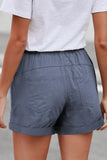 Elastic Waist Drawstring Roll Hem Shorts