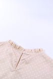 Ruffled Collar Dotted Print Top