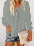 Bohemian Bubble Sleeve Eyelet Blouse