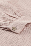 Turn Collar V Neck Crinkled Cuffed Shirt