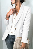 White Lapel Collar Button Pocket Blazer