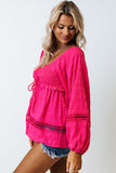 Eyelet Insert Textured Babydoll Top