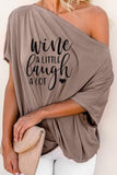 One Cold Shoulder Short Sleeve T Shirts Baggy Ladies Solid Color