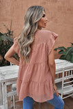 Dusty Pink Polka Dot Babydoll Style Flutter Sleeve Top