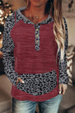 Color Block Leopard Long Sleeves Gray Hoodie
