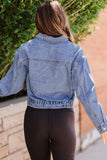 Turn Down Collar Pocket Buttoned Denim Jacket