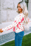 Round Neck Bishop Sleeves Floral Blouse