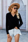 Deep V-neck Long Sleeve Knit Sweater