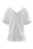 V Neck Button Front Crinkled Blouse