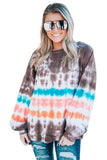 Tie-dyed Print Crew Neck Pullover Sweatshirt with Pocket