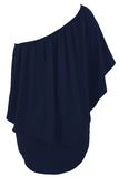 Plus Size Multiple Dressing Layered Dark Blue Mini Poncho Dress