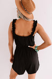 Black Ruffled Straps Sleeveless Romper