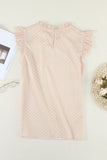 Ruffled Collar Dotted Print Top