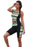 Multicolor Striped Pattern Sleeveless Rashguard Swimsuit