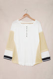 Block Buttoned Henley Top