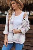 Pink Plaid Print Pocket Women Shacket