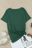 Oversized Mineral Wash Cotton Blend V Neck Short Sleeves Top