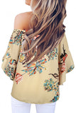Off Shoulder Floral Tie Front High Low Chiffon Blouse