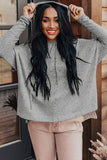 Gray Loose Drawstring Pullover Hoodie