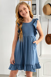 Ruffled Empire Waist Pleated Flowy Kid Dress