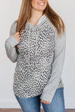 Plus Leopard Contrast Hood Long Sleeve Hoodie