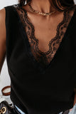 Lace Splicing Open Back V Neck Tank Top