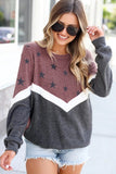 Star Color Block Pullover Khaki Sweatshirt