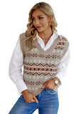 Tribal Print V Neck Knitted Sweater Vest