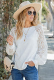 Lace Sleeve Raglan Ribbed Top