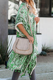 Boho Paisley Print Kimono Beach Cover up with Tassel