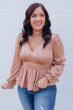 Plus Size Leopard Satin Peplum Top