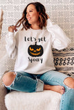 Halloween Pumpkin Slogan Print Crew Neck Pullover Graphic Sweatshirt