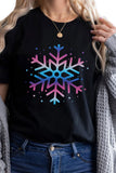Gradient Snowflake Graphic Print Short Sleeve T Shirt