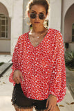 Boho Print Balloon Sleeve Blouse