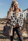 V-neck Leopard Print Puff Sleeve Sweater